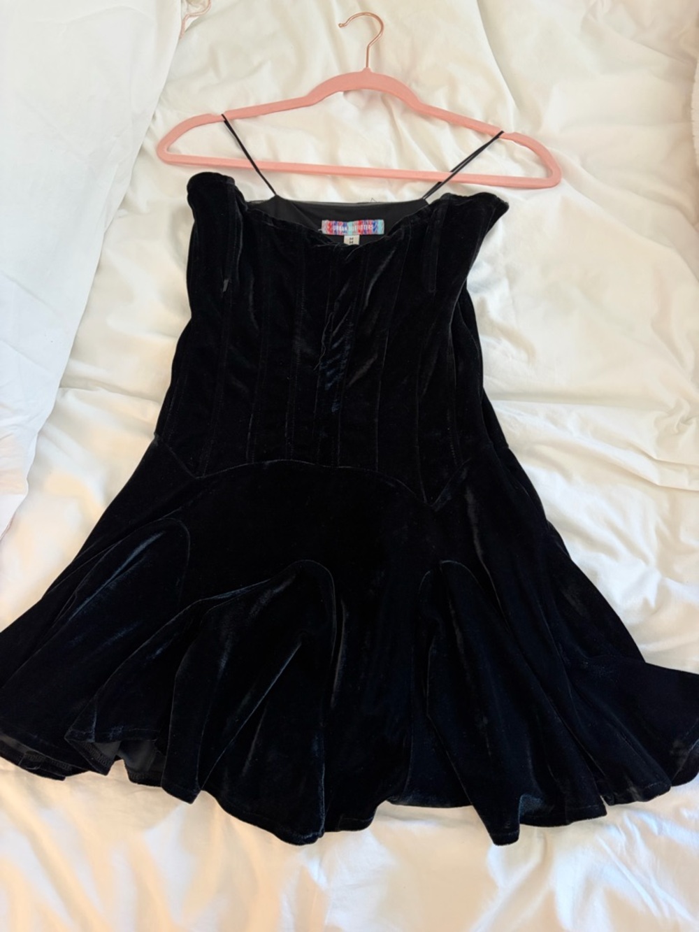 Urban Outfitters Black Velvet Mini Dress with Spaghetti Straps
